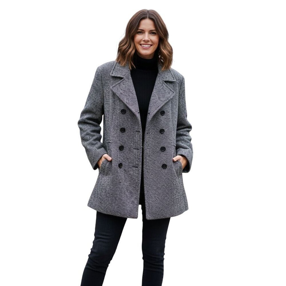 Mackintosh New England Vintage 100% Wool Tweed Pea Coat Size 14